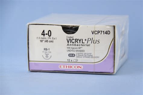 Ethicon Suture Vcp714d 4 0 Vicryl Plus Antibacterial Undyed 8 X 18