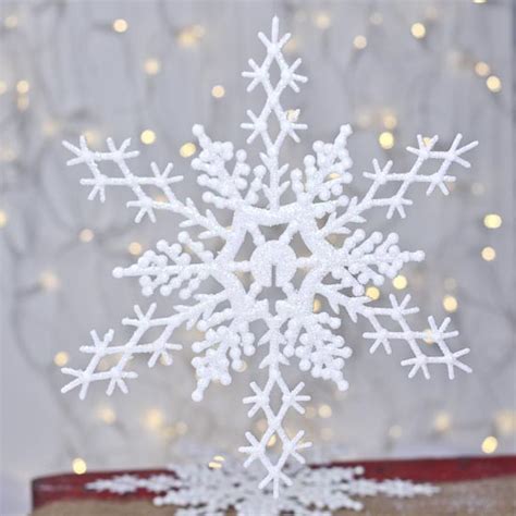 Large Iridescent White Interlocking Snowflake Ornament Snow