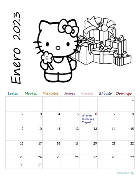 Calendario 2023 Hello Kitty Para Colorear Bebeazultop