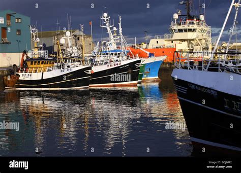 North Sea Fishing Trawlers Berthed In Fraserburgh Harbour
