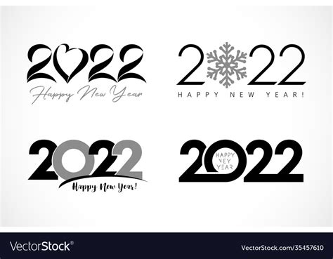 Big Set 2022 Text Design Heart Snow Simple Vector Image