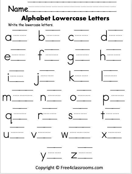 Free Lowercase Letter Writing Worksheet Free Worksheets Free4classrooms