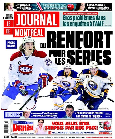 Newspaper Le Journal De Montréal Canada Newspapers In Canada Tuesdays Edition March 3 Of