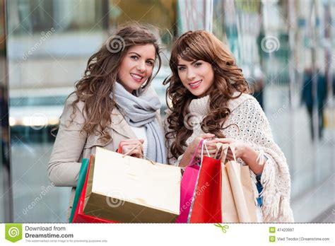 Shopping bags stock photos, royalty free shopping bags images | depositphotos®. Joyful Women With Shopping Bags Stock Photo - Image: 47423997