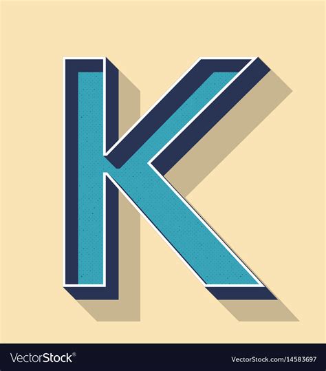 Letter K Retro Text Style Fonts Concept Royalty Free Vector