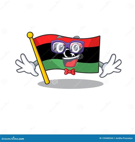 Geek Flag Libya Cartoon Isolated The Mascot Stock Vector Illustration