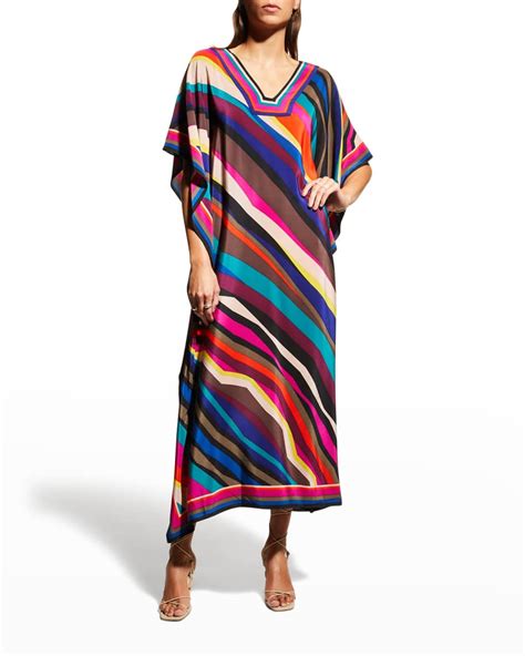 Trina Turk Theodora Block Stripe Caftan Dress Neiman Marcus