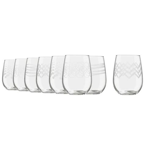 Libbey 8pc Etched Stemless Red And White Wine Glasses Dishwasher Safe 16 8 Oz Canadian Tire