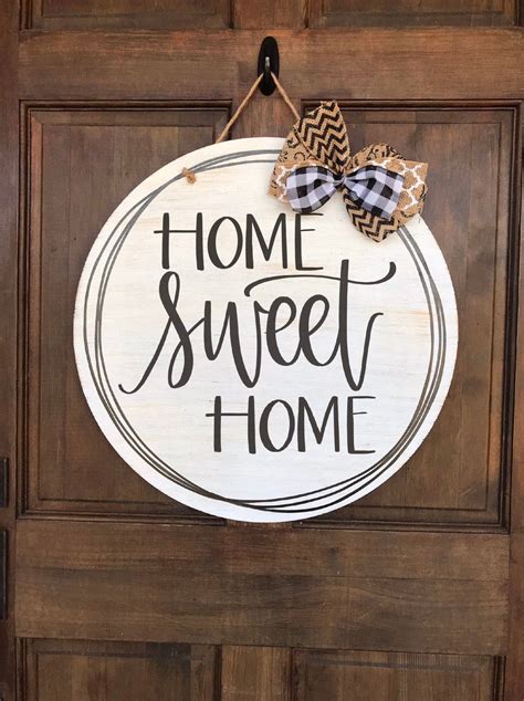 Home Sweet Home Round Circle Welcome Wood Door Hanger by TheCanvasSign ...