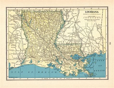 1931 Antique Louisiana Map Vintage State Map Of Louisiana Etsy Art