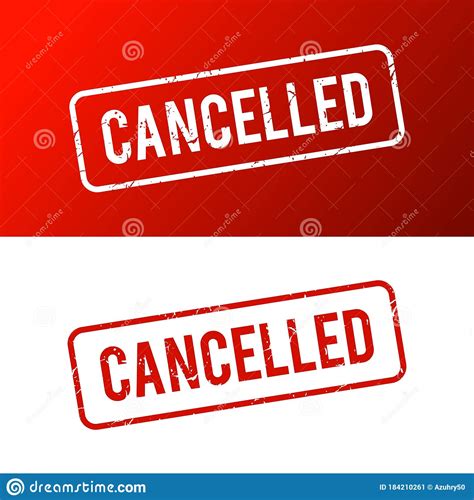 Cancelled Stamp. Cancelled Square Grunge Sign. Vector Element Icon In Red Color With Rustic 
