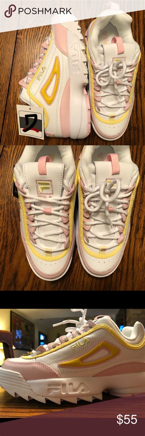 Shop women's fila pink size 9 sneakers at a discounted price at poshmark. NWT Fila Disruptor II Premium Yellow,Pink, & White Pink ...