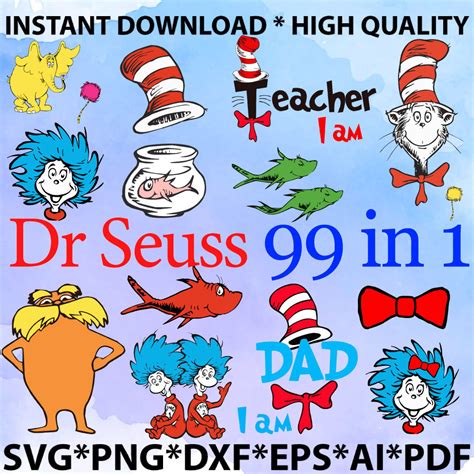 Dr Seuss Svg Png Dxf Epspdf File Seuss Thing 2 Svg Dr Digital Download