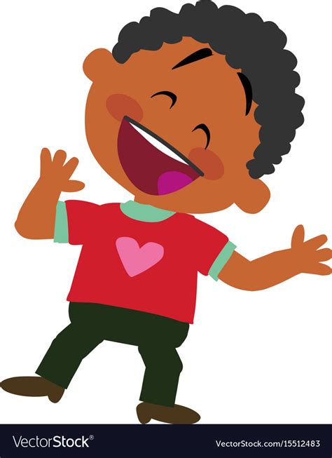 Cartoon Character Of A Cheerful Black Boy Vector Image