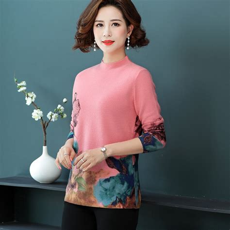 2019 New Women Knitted 60 Wool Sweater Floral Pullovers Half