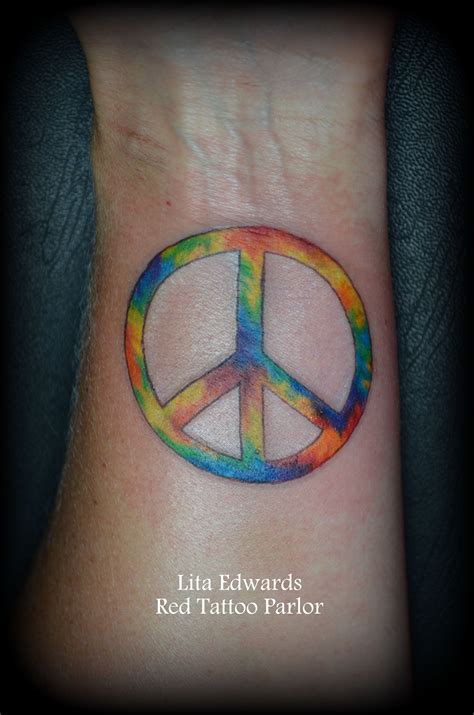 Tie Dye Peace Sign Wrist Tattoo Lita Edwards Redtattooparlor