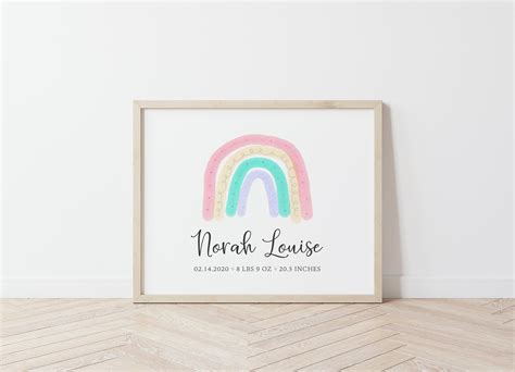 All orders are custom made and most ship worldwide within 24 hours. Rainbow Birth Print Nursery Printable Personalized Birth ...