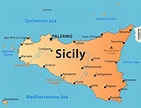 Sicily map. Illustration of the map of Sicily with its main cities ...