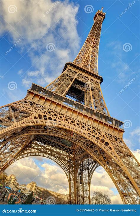 Low Angle View Of Eiffel Tower In Paris Stock Photo Image Of Historic