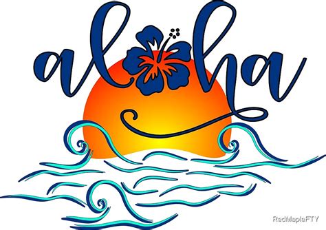 Aloha Sunset Waves Ocean Paradise Hibiscus By Redmaplefty Redbubble