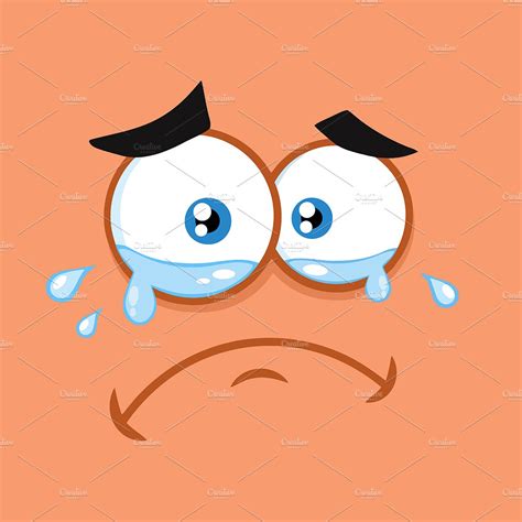 Crying Cartoon Funny Face Illustrator Graphics ~ Creative Market