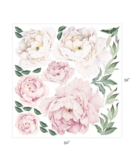 Peony Flowers Wall Sticker Vintage Watercolor Peony Wall Etsy