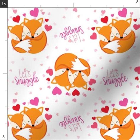 Snuggle Fox Fabric Foxes And Hearts 04 By Prettygrafik Etsy