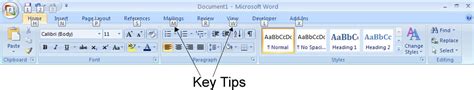 Microsoft Word 2007 Key Tips