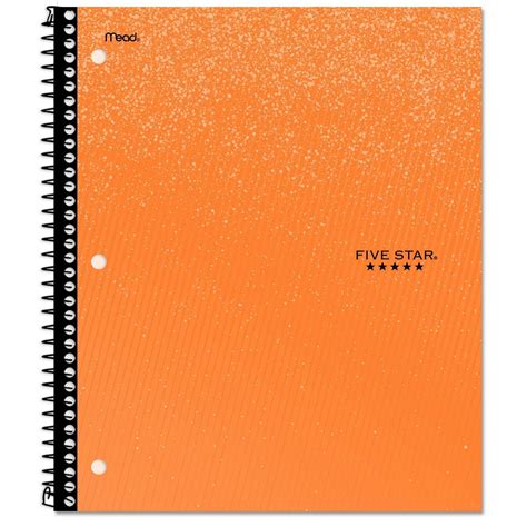 Five Star 1 Subject Wide Ruled Spiral Notebook Orange Wide Ruled