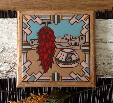 Fiesta Tiles Framed Ceramic Tile Trivet Wall Hanging Etsy Ceramic