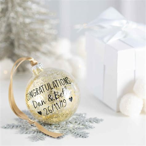 Personalised Engagement Christmas Bauble By Bubblegum Balloons