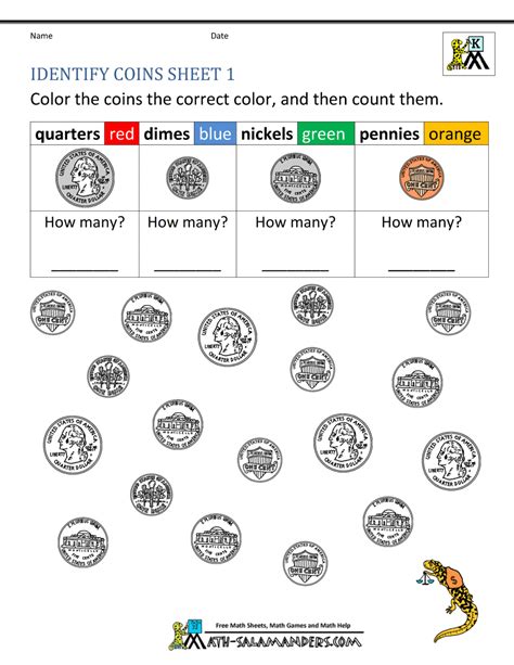 Select one or more questions using the checkboxes above each question. Kindergarten Money Worksheets 1st Grade
