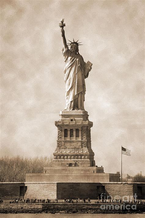 Vintage Statue Of Liberty And Flag Photograph By Ricardmn