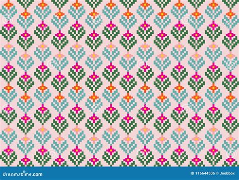 Tribal Flower Seamless Pattern Ethnic Style Vector Illustration Stock