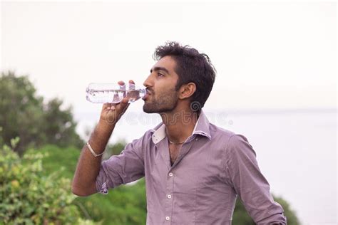 Indian Handsome Man Drinking Water Stock Image Image Of Life Male