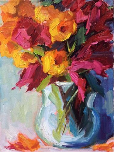 Daily Paintworks Summer Flowers Original Fine Art For Sale