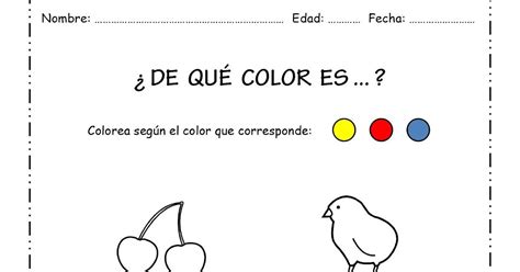 Fichas De Educaci N Preescolar De Qu Color Es Fichas Con Los