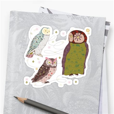 Owls Sticker By Whatmilk Redbubble