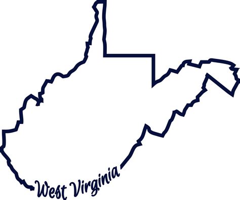 Wv West Virginia Outline State Script Words One Color Svg