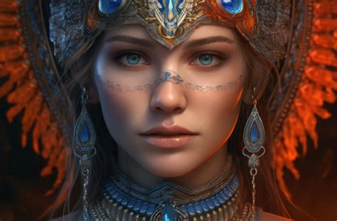 Premium Ai Image Woman Blue Orange Jewelry Skin Face Generate Ai