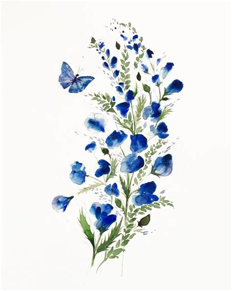 Flower Butterfly Art Watercolor Flowers By Sweetpeaandgummybear