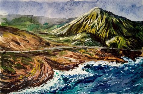 Oahu Painting Small Watercolor Original Art Hawaii Artwork Etsy