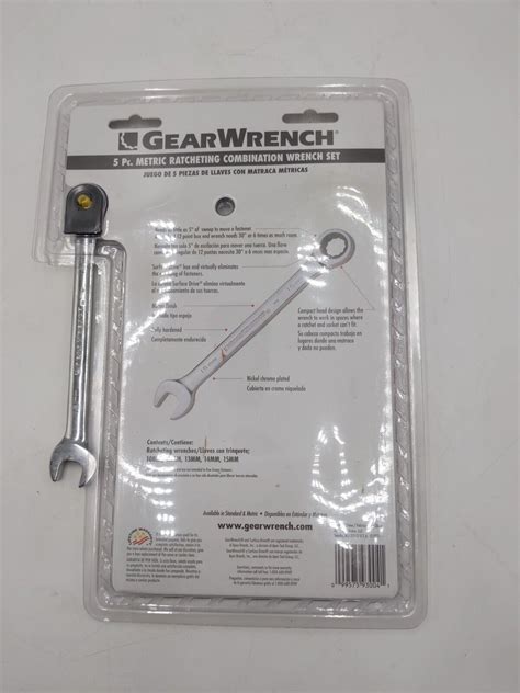 Gear Wrench 5 Pc Metric Ratcheting Combination Wrench Set 93004d 99575930041 Ebay