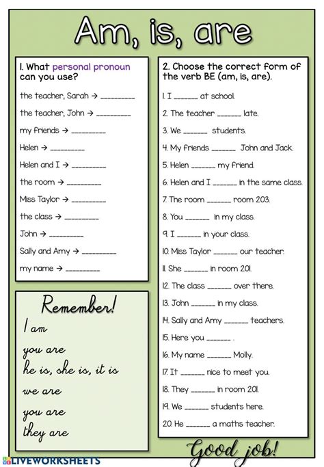 Verb To Be Interactive And Downloadable Worksheet You Can Do The 189