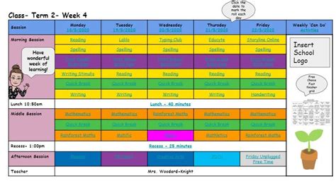 Distance And Hybrid Learning Weekly Hyperlink Timetable Distance