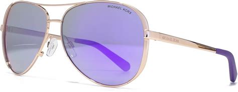 michael kors chelsea aviator sunglasses in rose gold purple mirror mk5004 10034v 59