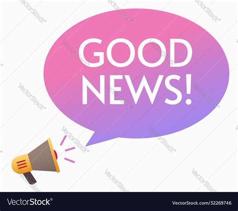 Good News Announcement Via Happy Megaphone Vector Image