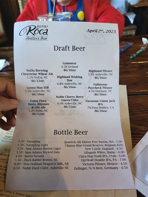 Menu At Bistro Roca Pub And Bar Blowing Rock 143 Wonderland Trail