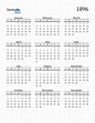 Free 1896 Calendars in PDF, Word, Excel
