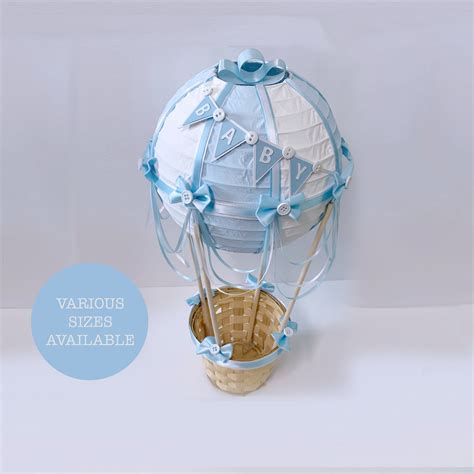 Hot Air Balloon Centerpiece Light Blue And White Up Up And Etsy